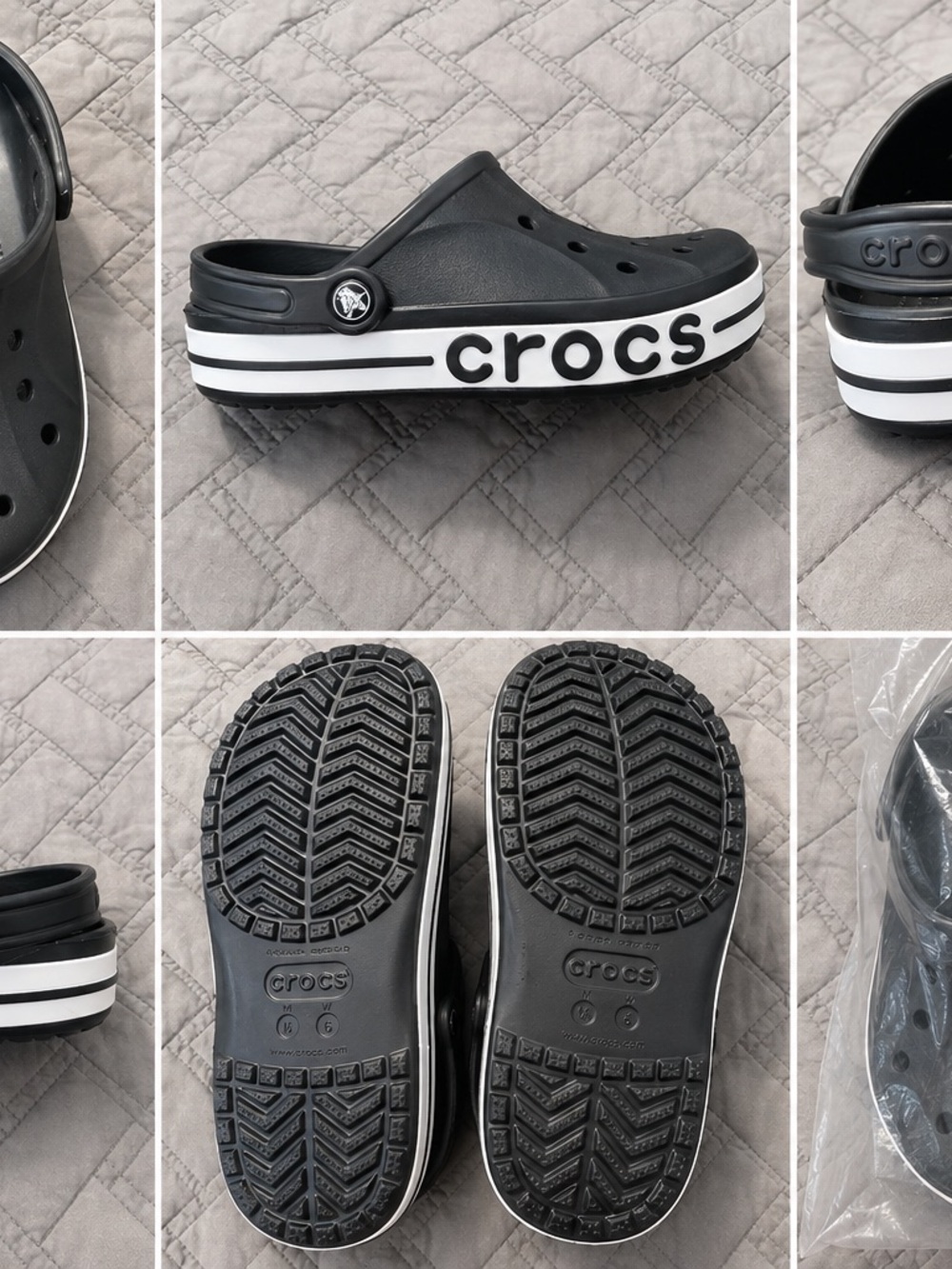 CROCS woman’s Black Clog with White Stripe and Logo